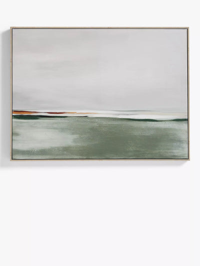 John Lewis John Lewis Misty Fields Abstract Framed Canvas, Green/Multi, 75 x 100cm- Buy online at McGrocer