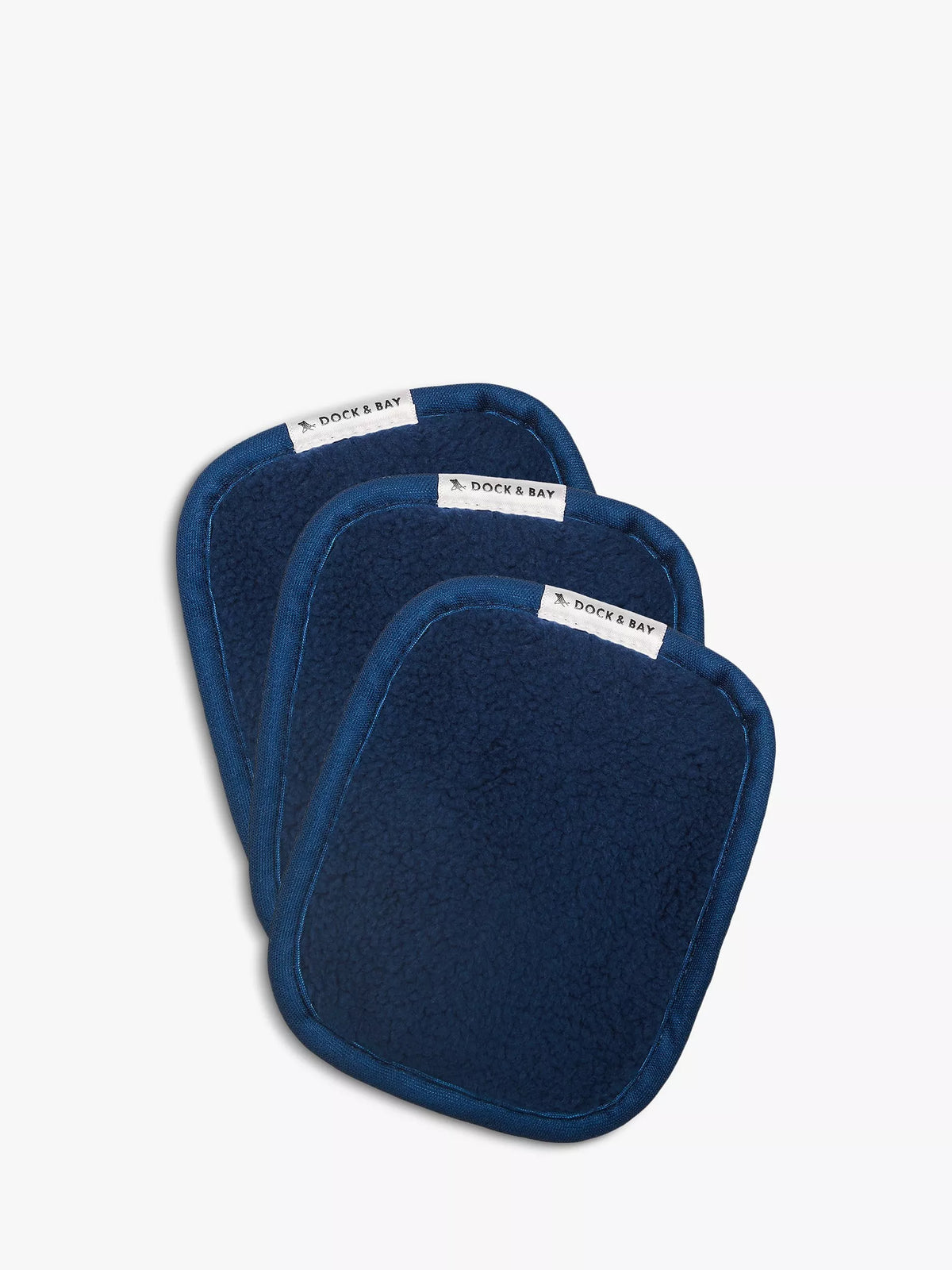 Dock & Bay makeup remover pads in nautical navy, set of 3 - British product
