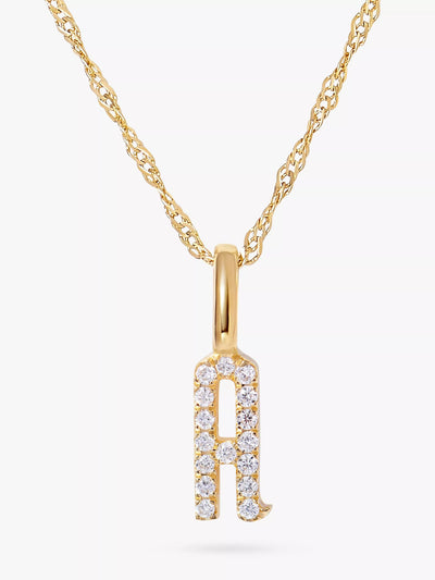 John Lewis Edge of Ember 14ct Gold Diamond Initial Pendant Necklace 40cm- Buy online at McGrocer