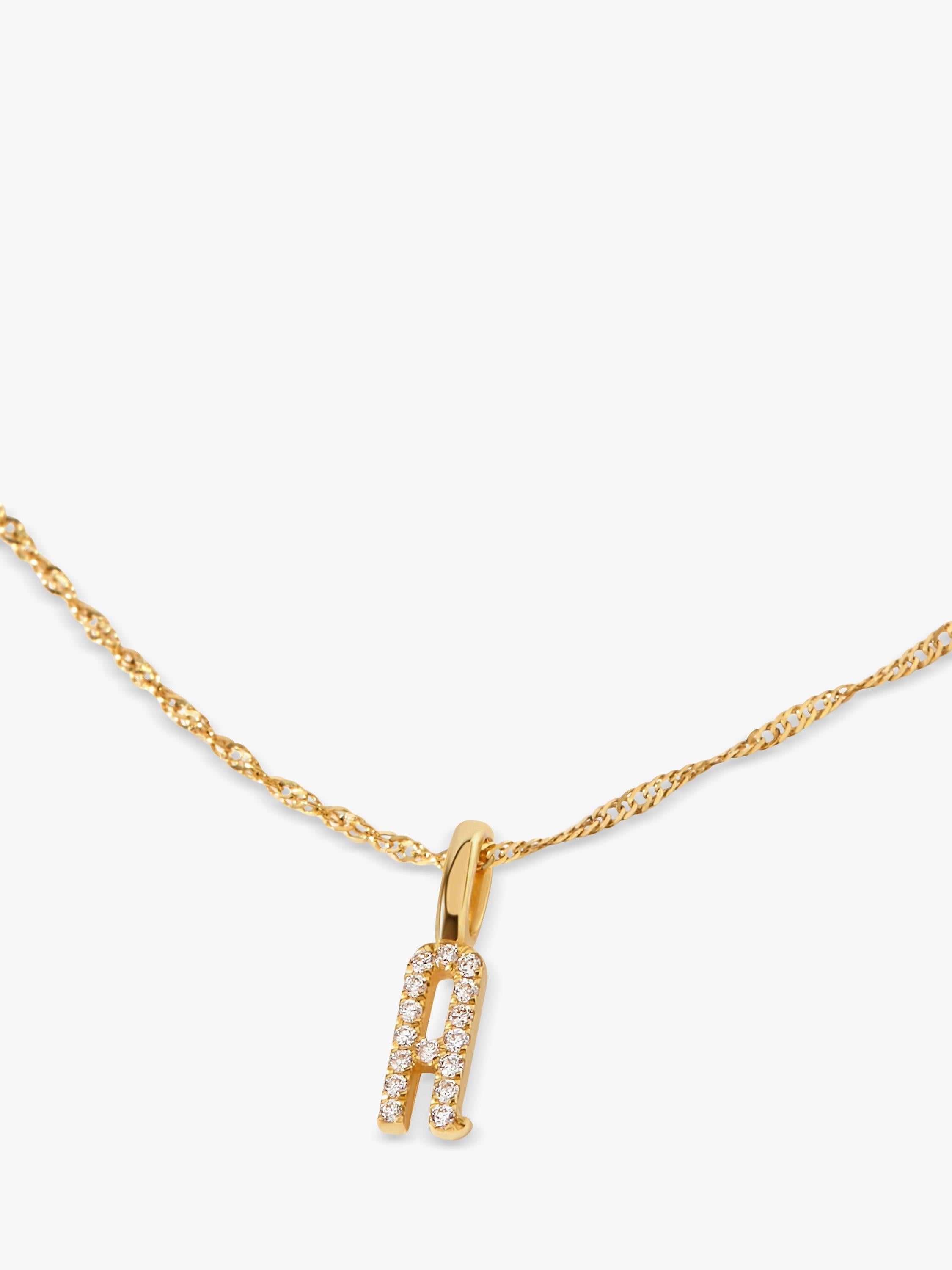 Edge of Ember 14ct gold diamond initial pendant 0.05ct, UK version