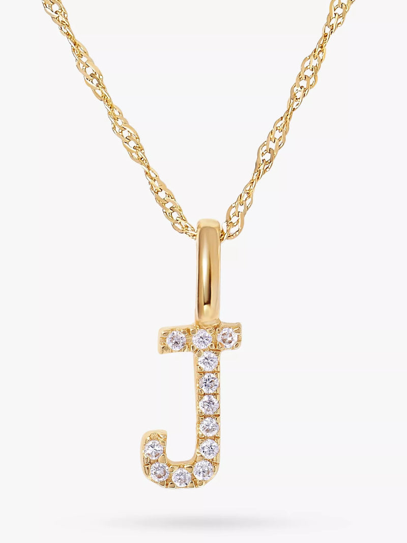 Edge of Ember 14 Karat Gold Diamant Initial Anhänger Halskette 40cm