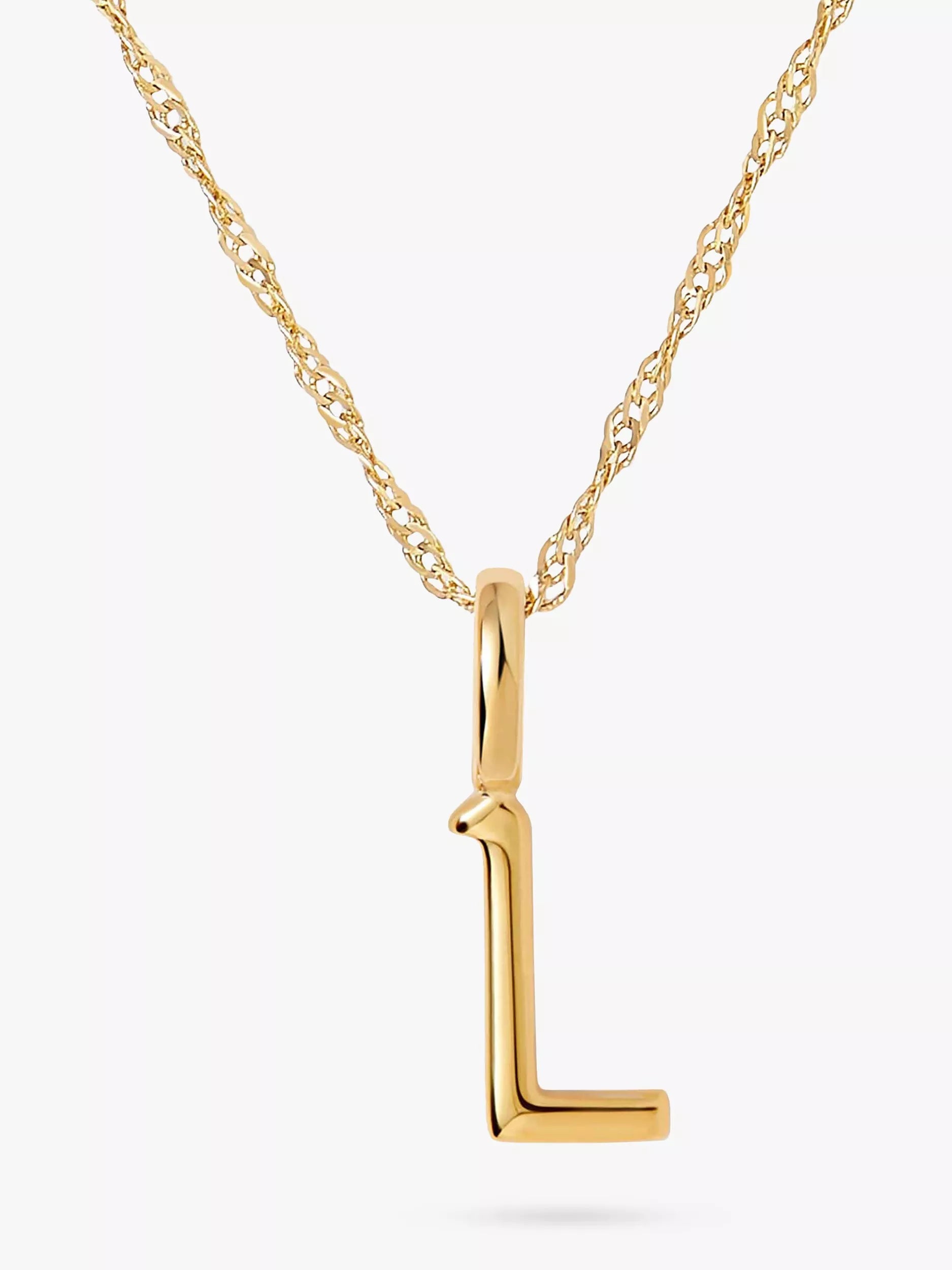 Edge of Ember 14ct Gold Initial Pendant Necklace, Yellow Gold, L