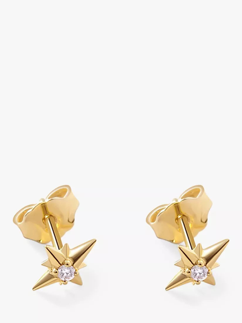 Edge of Ember diamond North Star stud earrings 0.7cm (British brand)