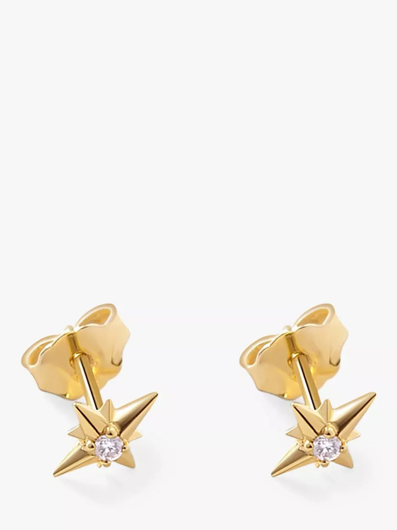 Edge of Ember diamond North Star stud earrings 0.7cm (British brand)