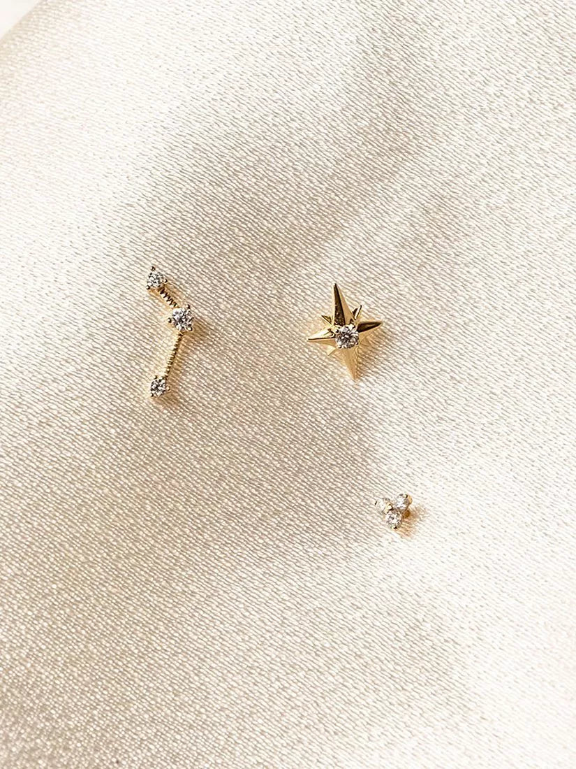 Edge of Ember diamond North Star stud earrings 0.7cm (British brand)