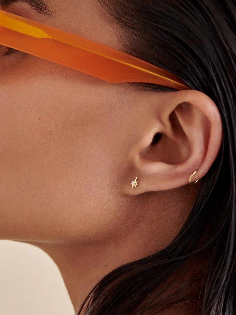 Edge of Ember diamond North Star stud earrings 0.7cm (British brand)
