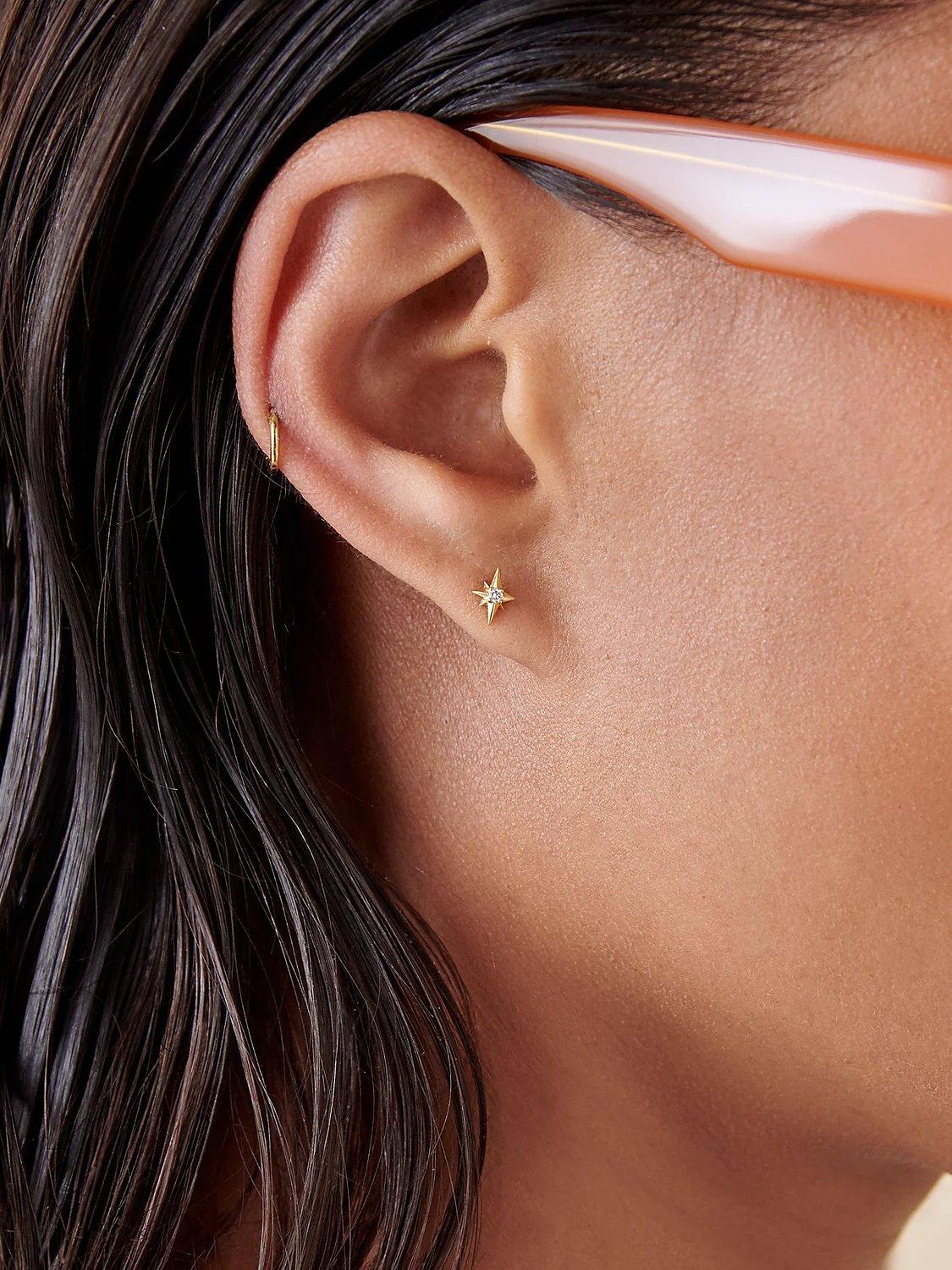 Edge of Ember diamond North Star stud earrings 0.7cm (British brand)