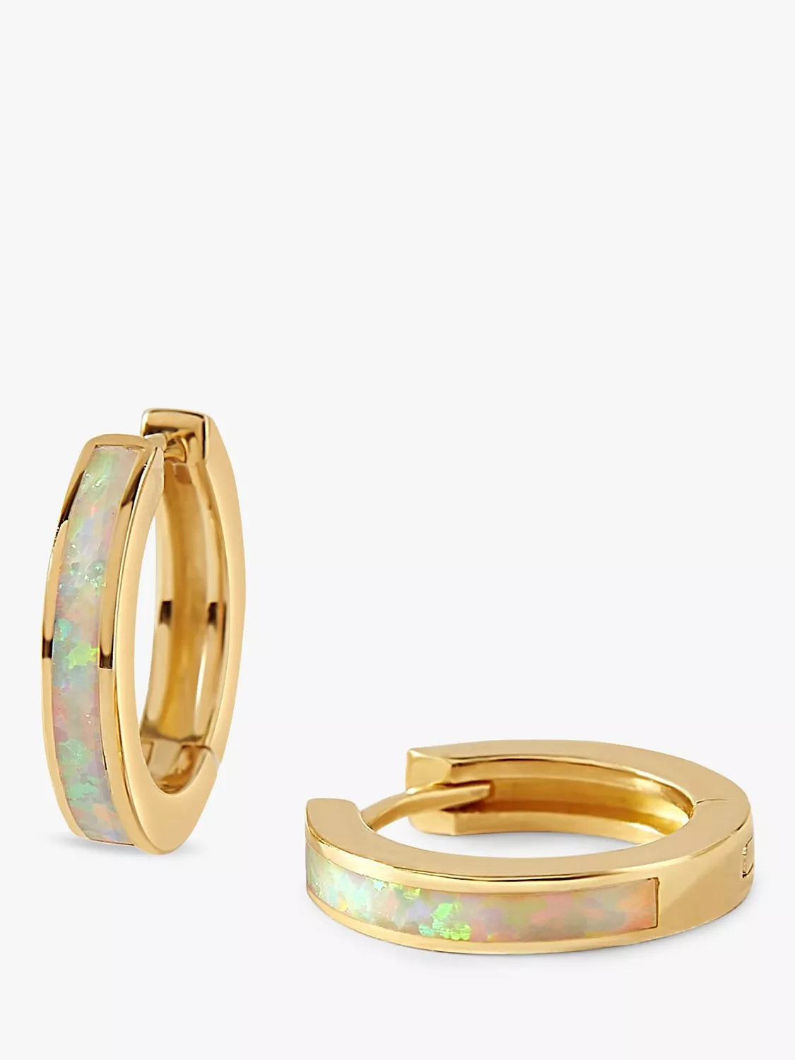 Edge of Ember 14ct gold opal huggie hoop earrings (British brand)