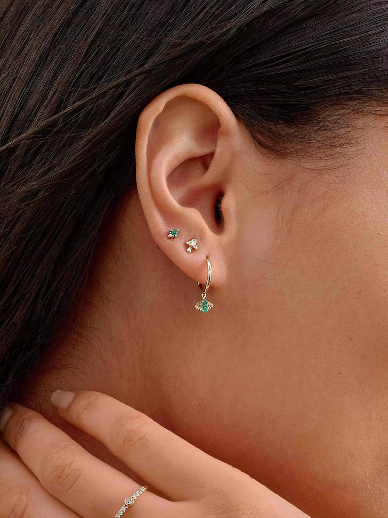 Edge of Ember 14ct gold emerald evil eye hoop earrings, UK version
