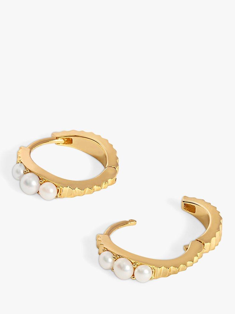 Edge of Ember pearl hoop earrings gold 1.5cm - British product