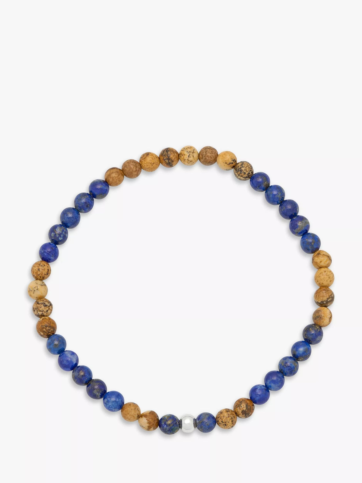 BARTLETT LONDON men's lapis lazuli jasper beaded bracelet 20cm (British brand)