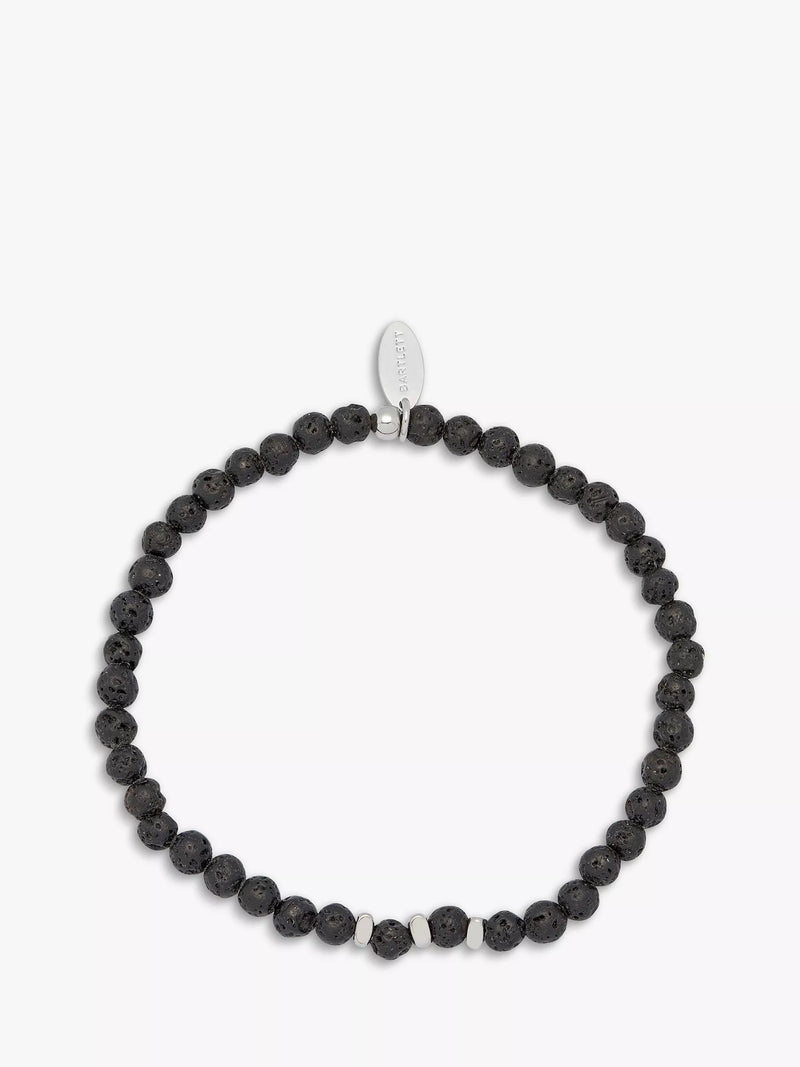 BARTLETT LONDON men's lava rock beaded bracelet brown, UK version