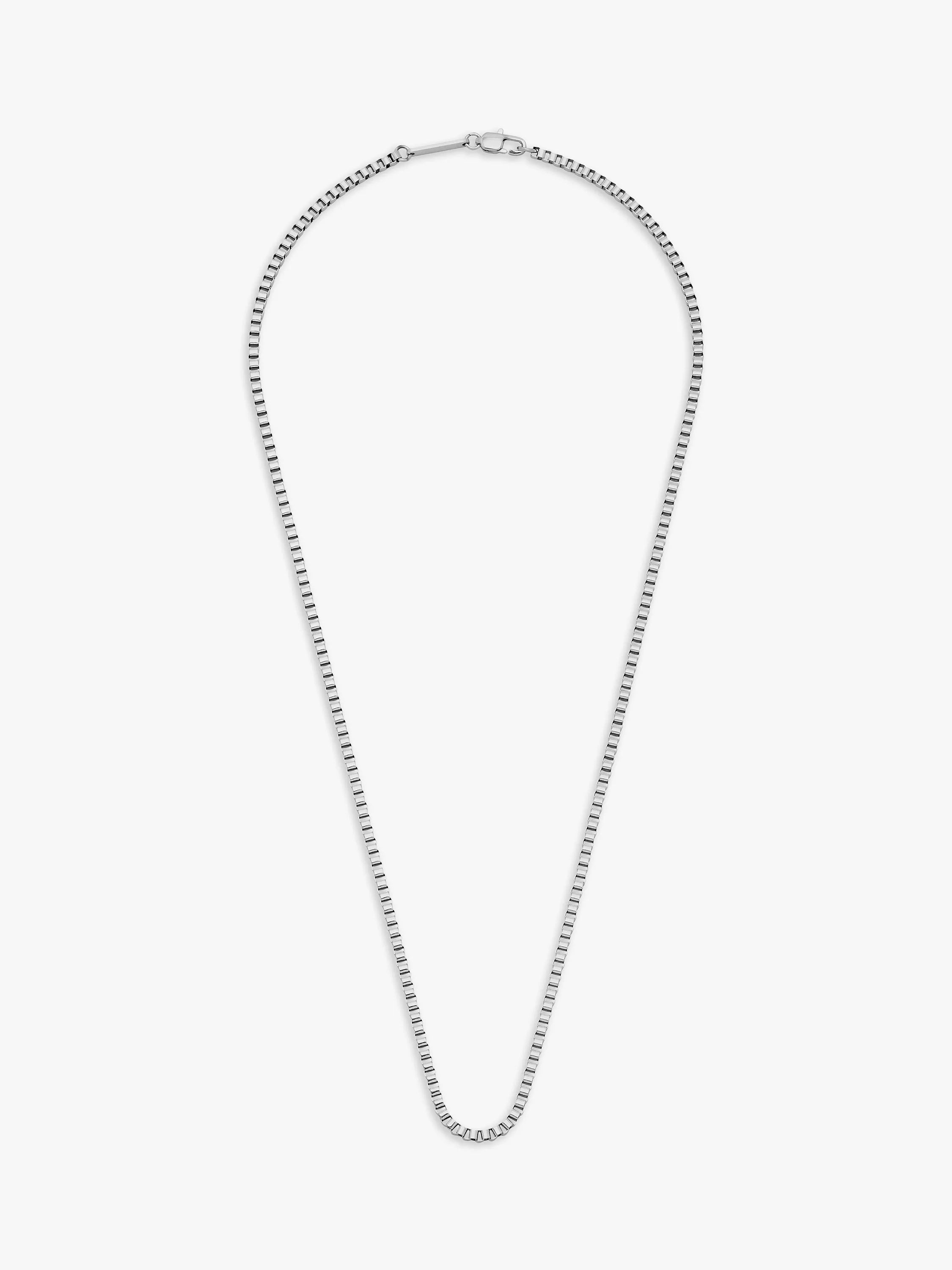 BARTLETT LONDON men's silver box chain necklace 50cm (British brand)