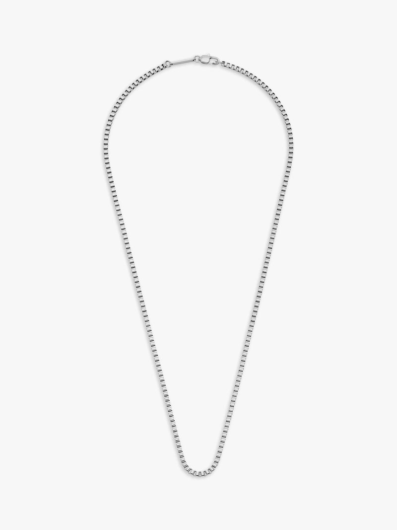 BARTLETT LONDON men's silver box chain necklace 50cm (British brand)