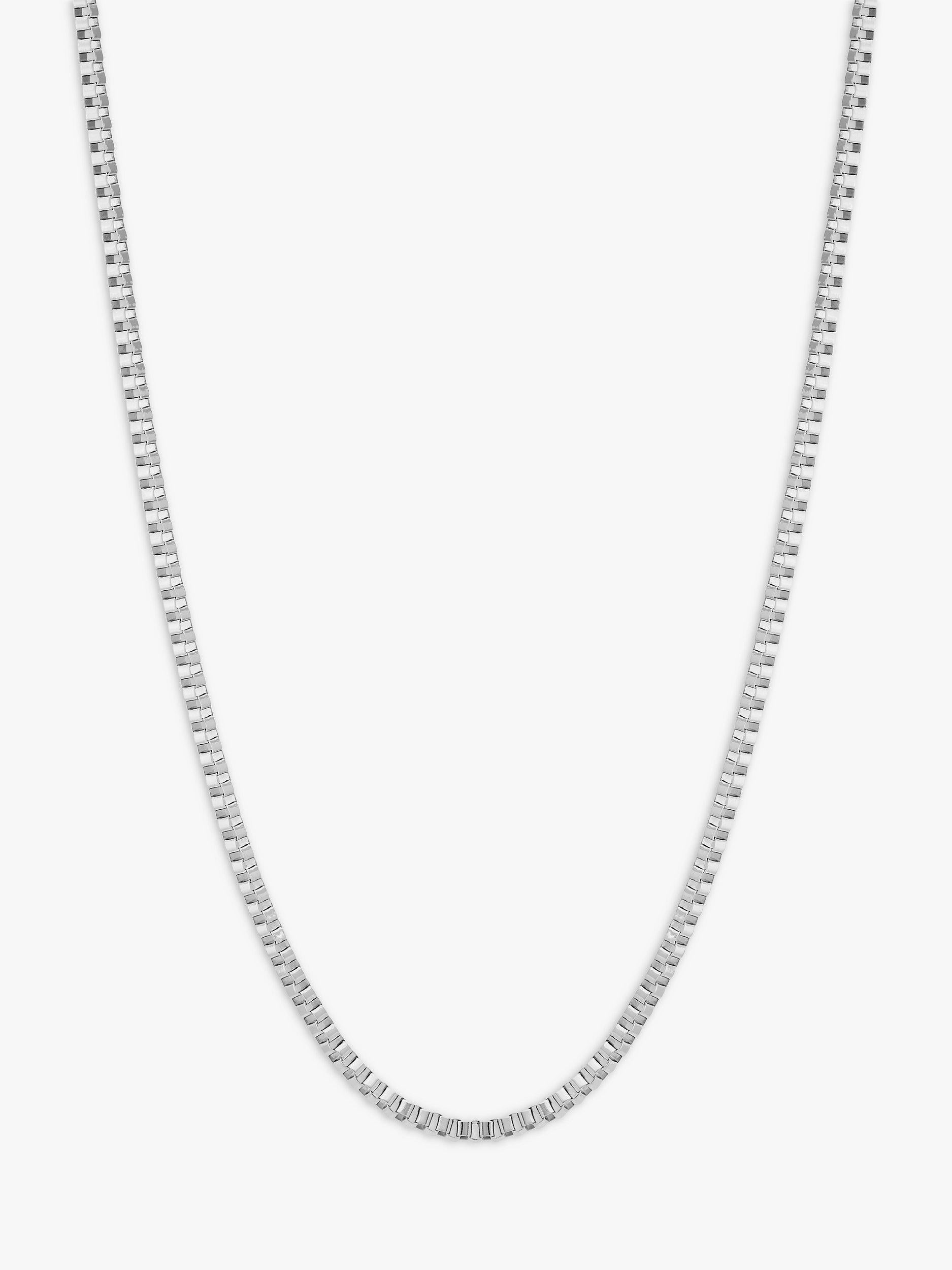 Collier chaîne à maillons carrés argenté BARTLETT LONDON pour homme 50 cm (marque britannique)