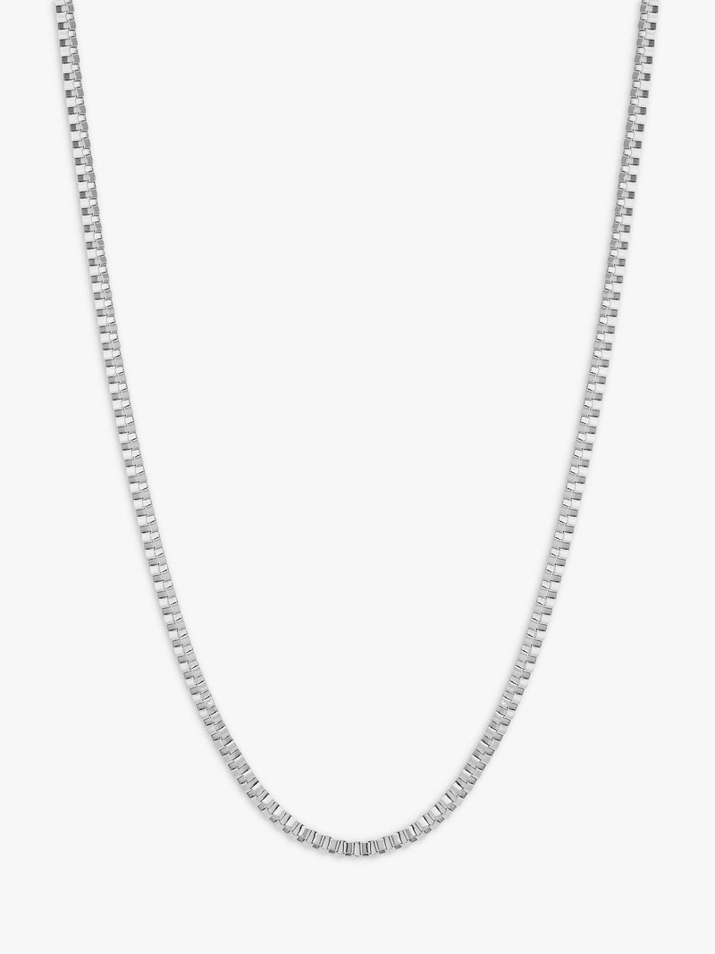 Collier chaîne à maillons carrés argenté BARTLETT LONDON pour homme 50 cm (marque britannique)