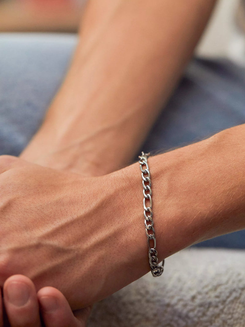 BARTLETT LONDON men's Figaro chain bracelet silver 20cm, UK version