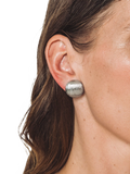 Eclectica round clip-on rhodium earrings 2cm, UK version