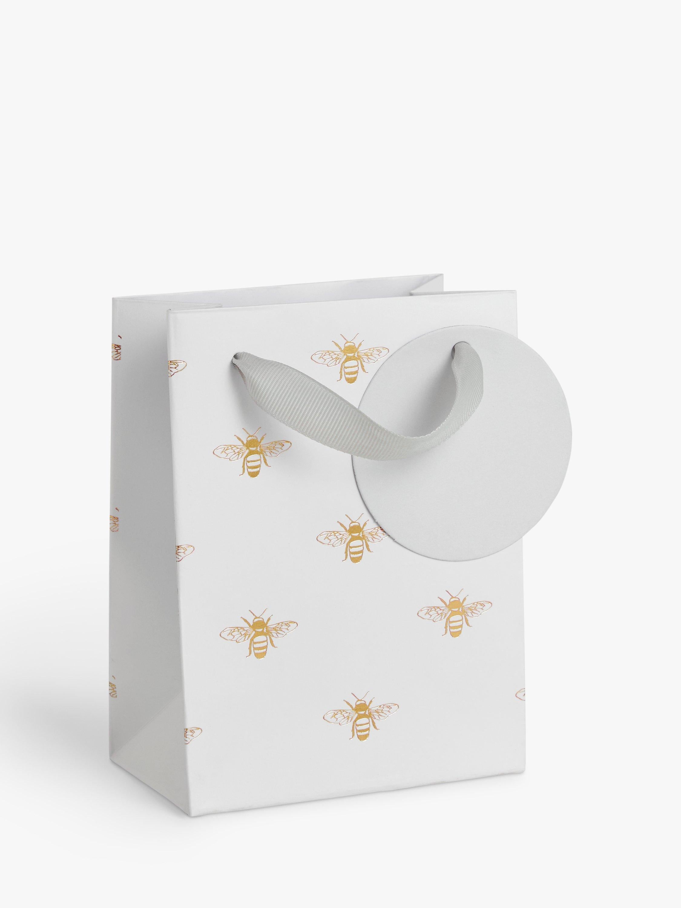John Lewis bee print gift bag with ribbon handles, UK version