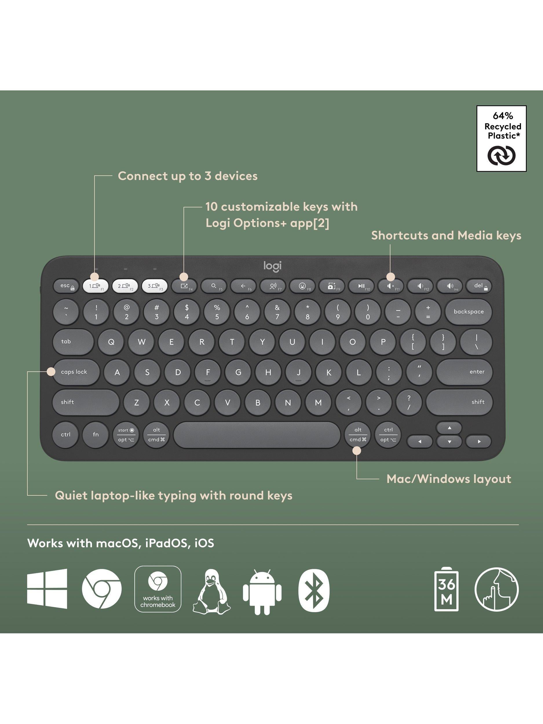 Logitech Pebble Keys 2 K380s kabellose Tastatur, UK-Version