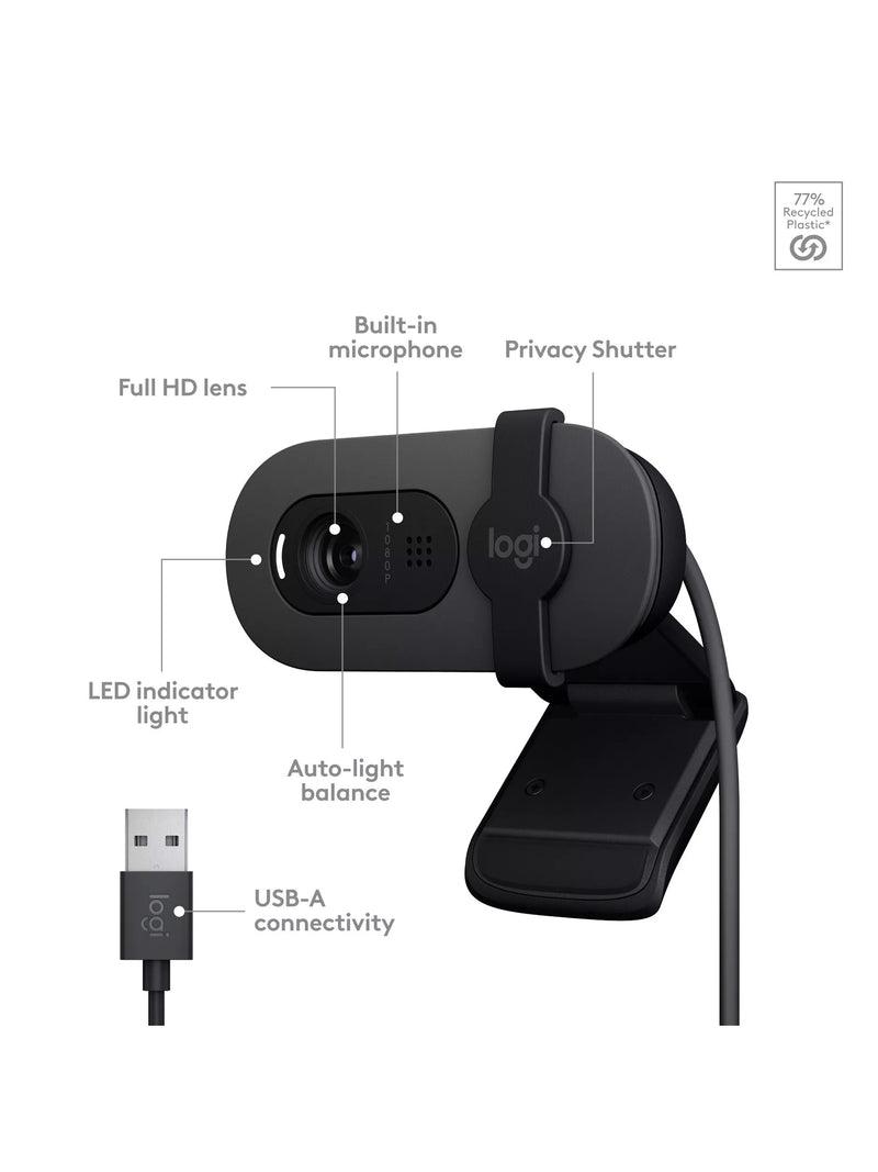 Logitech Brio 100 Full HD 1080p webcam (British brand)