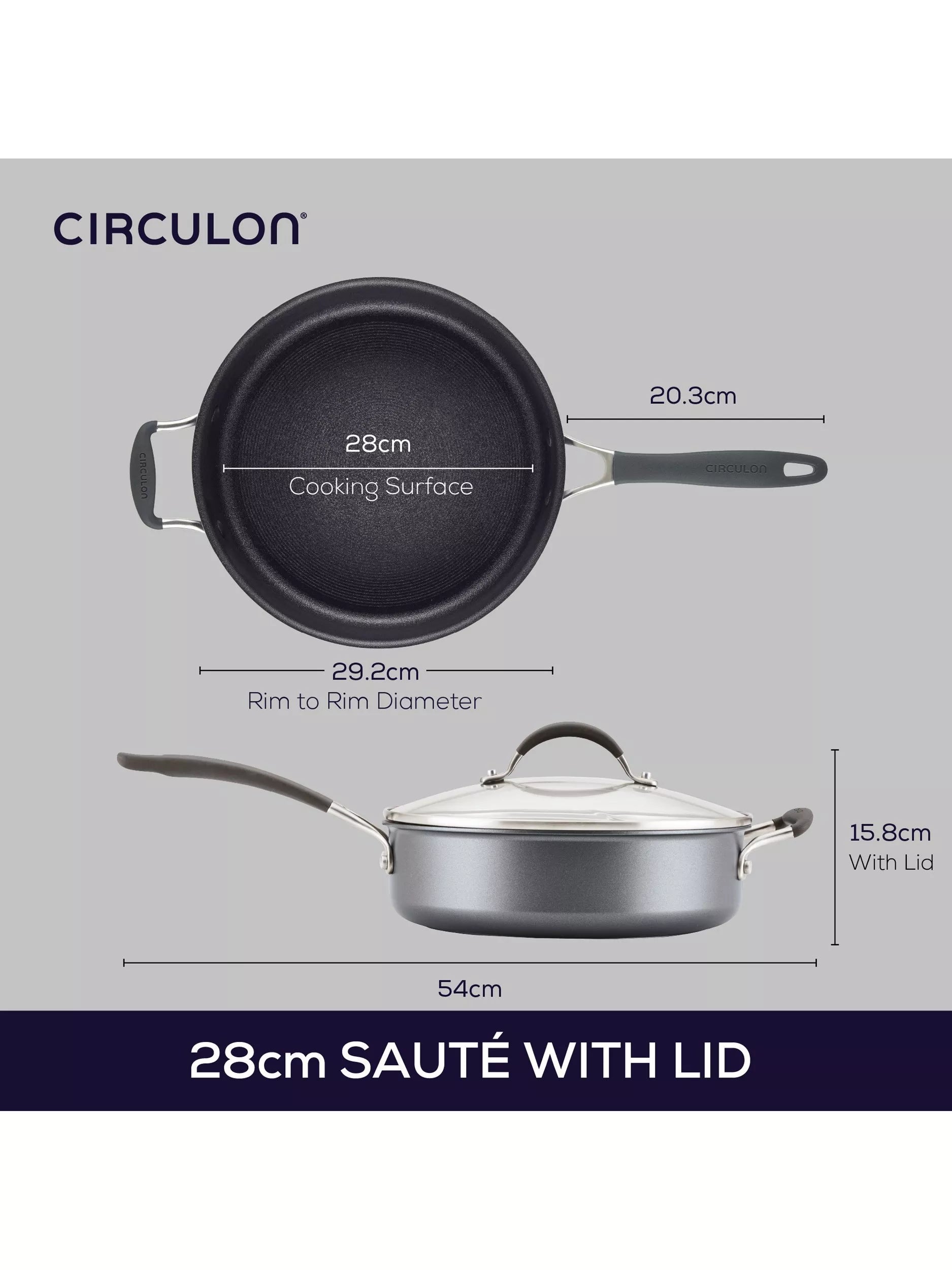 Circulon ScratchDefense non-stick sauté pan with lid and helper handle 28cm - British product
