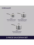 Circulon ScratchDefense saucepan set 3 piece, imported from the UK