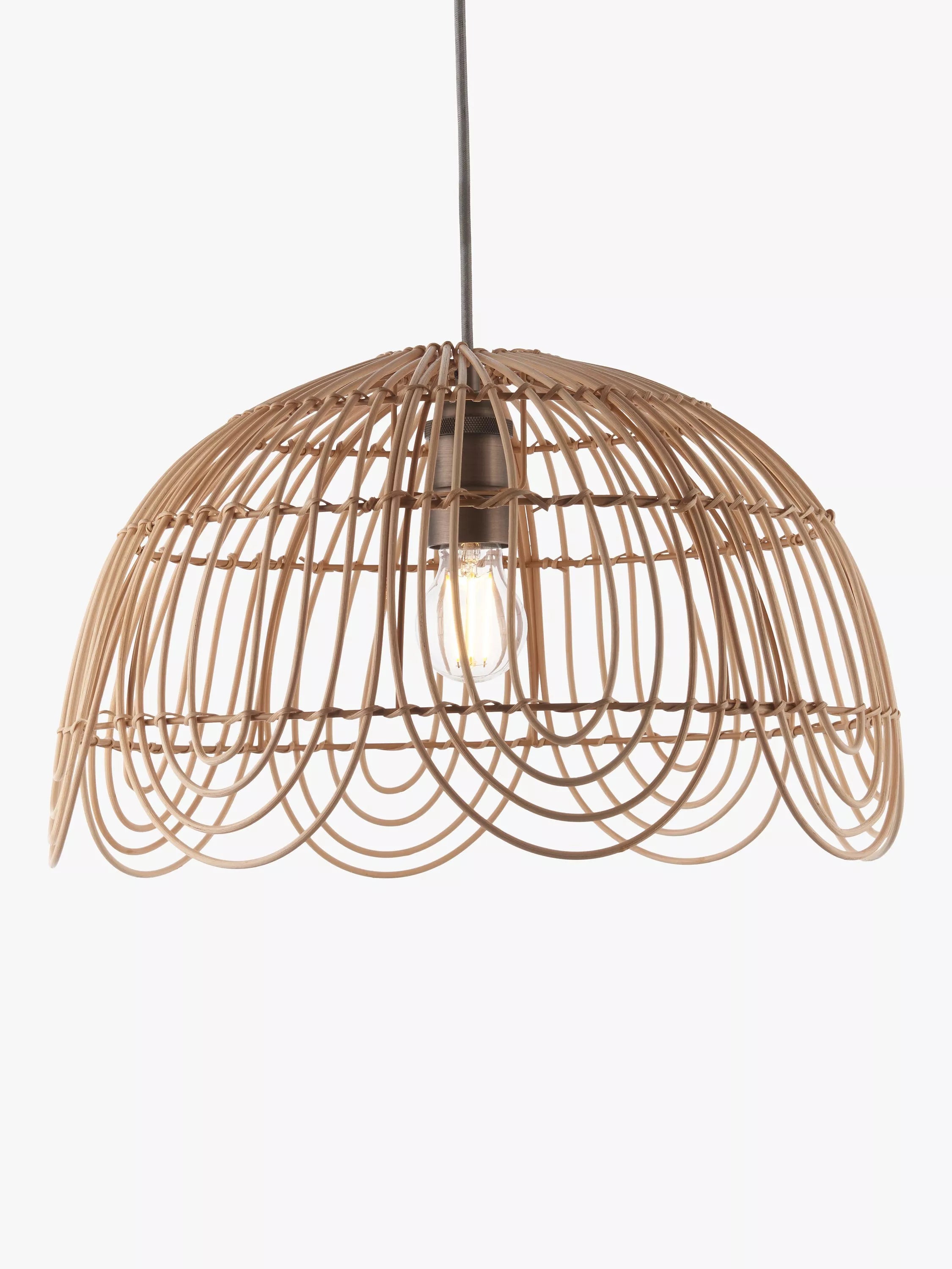Suspension John Lewis Aria en rotin naturel 45cm de diamètre - Produit britannique