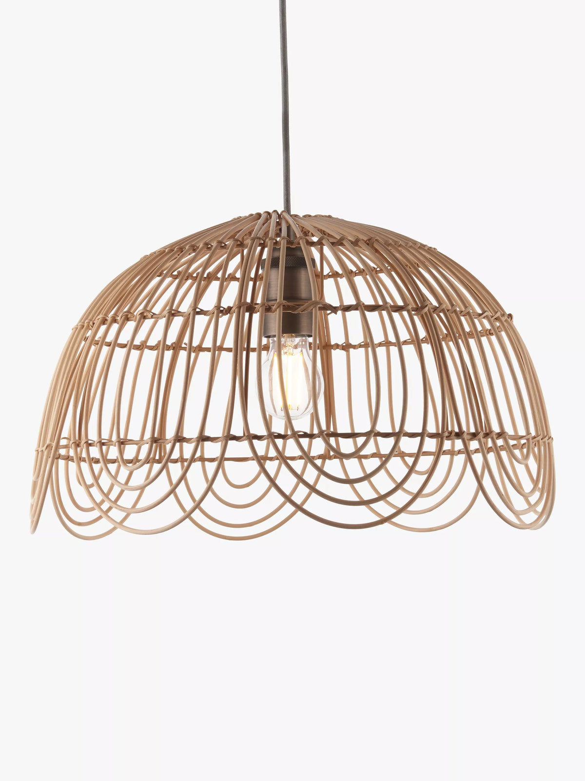 Suspension John Lewis Aria en rotin naturel 45cm de diamètre - Produit britannique