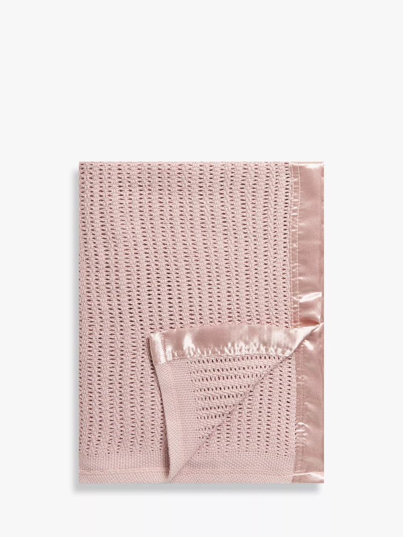 John Lewis Baby GOTS Organic Cotton Cellular Pram Blanket, 90 x 70cm - Plaster Pink