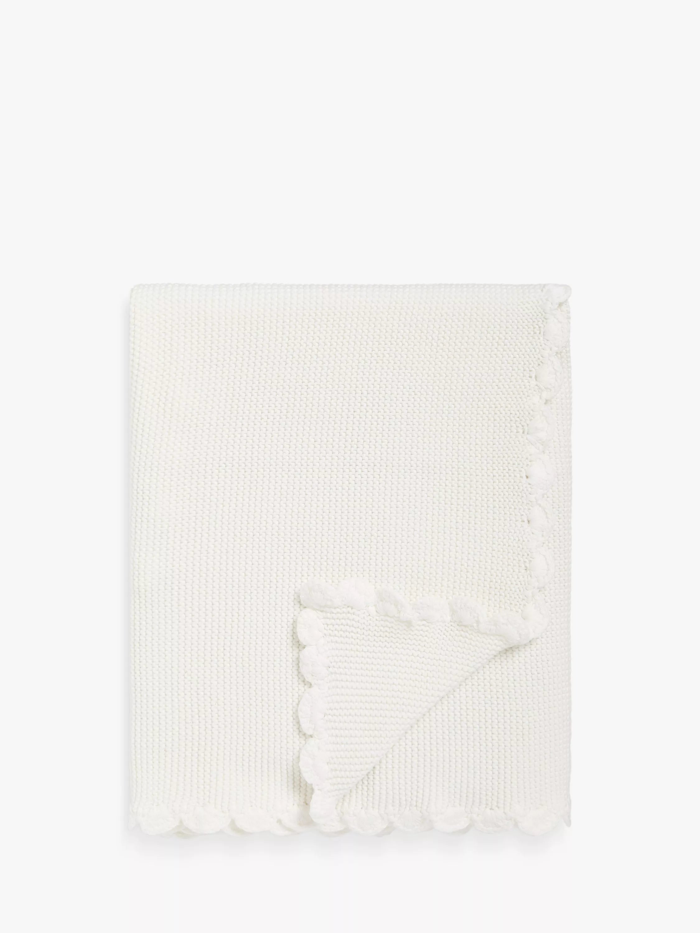 John Lewis scalloped cotton baby blanket 100 x 80cm, UK version
