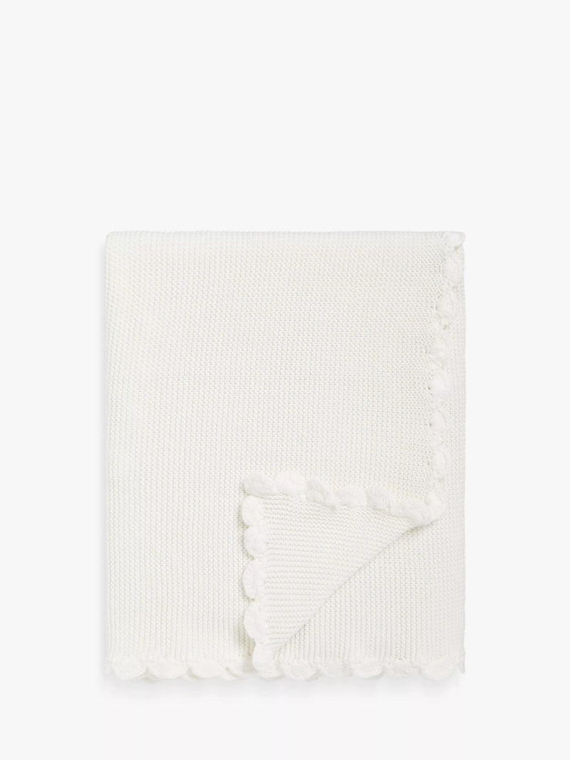 John Lewis scalloped cotton baby blanket 100 x 80cm, UK version