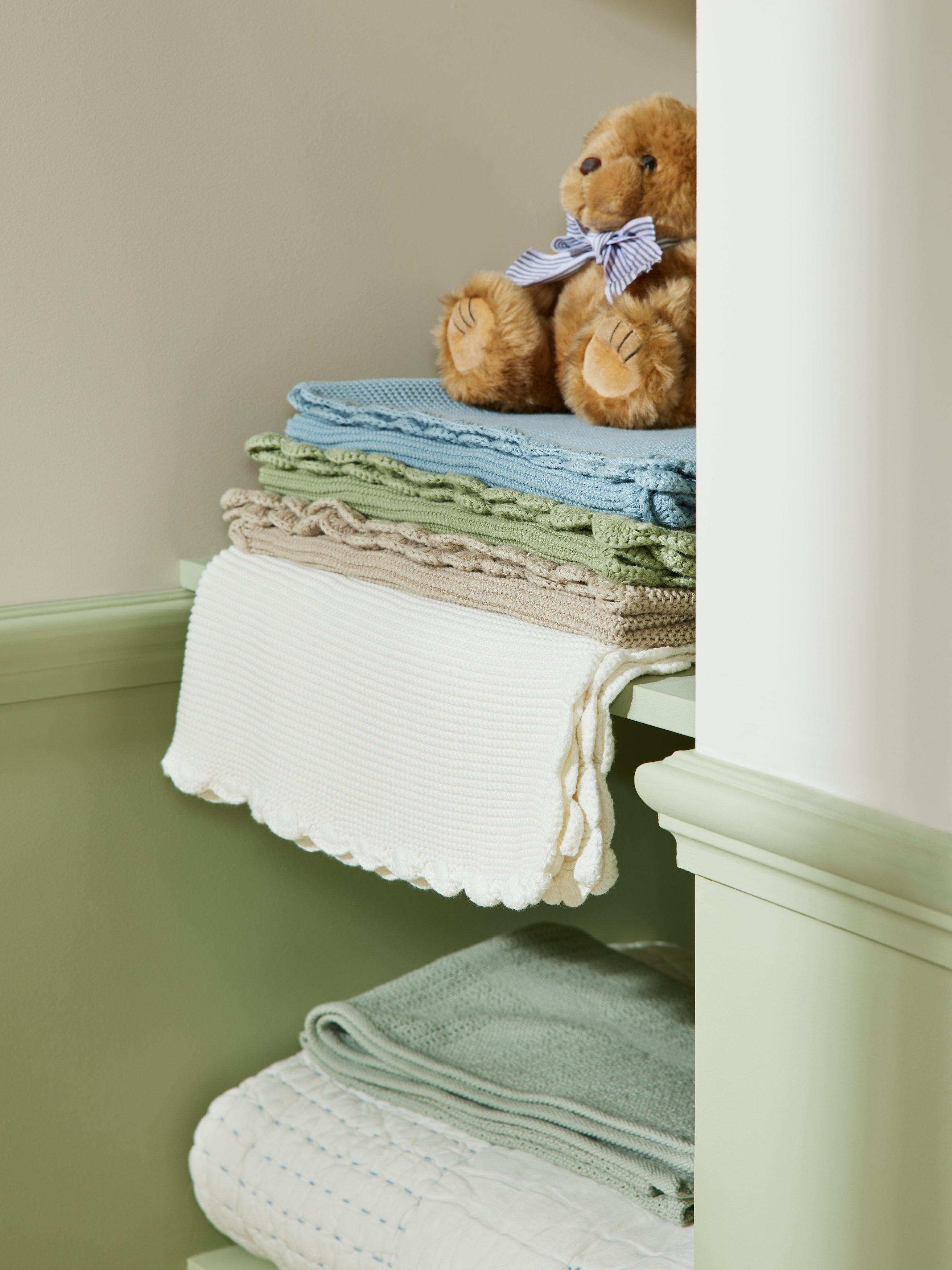 John Lewis scalloped cotton baby blanket 100 x 80cm, UK version