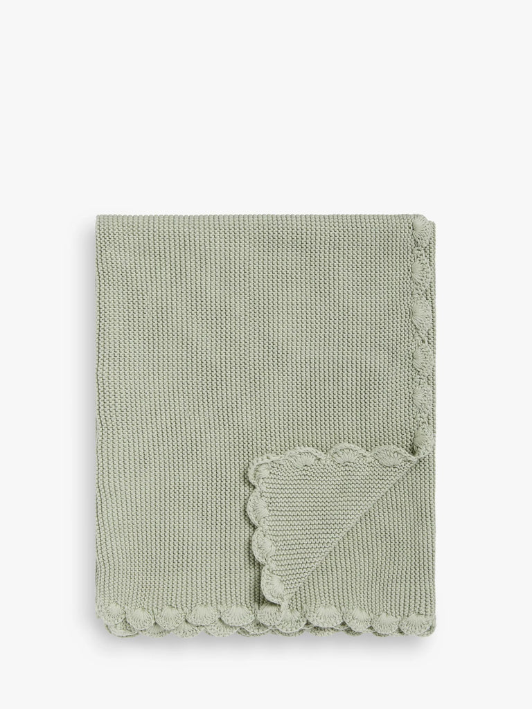 John Lewis Scalloped Cotton Baby Blanket, 100 x 80cm