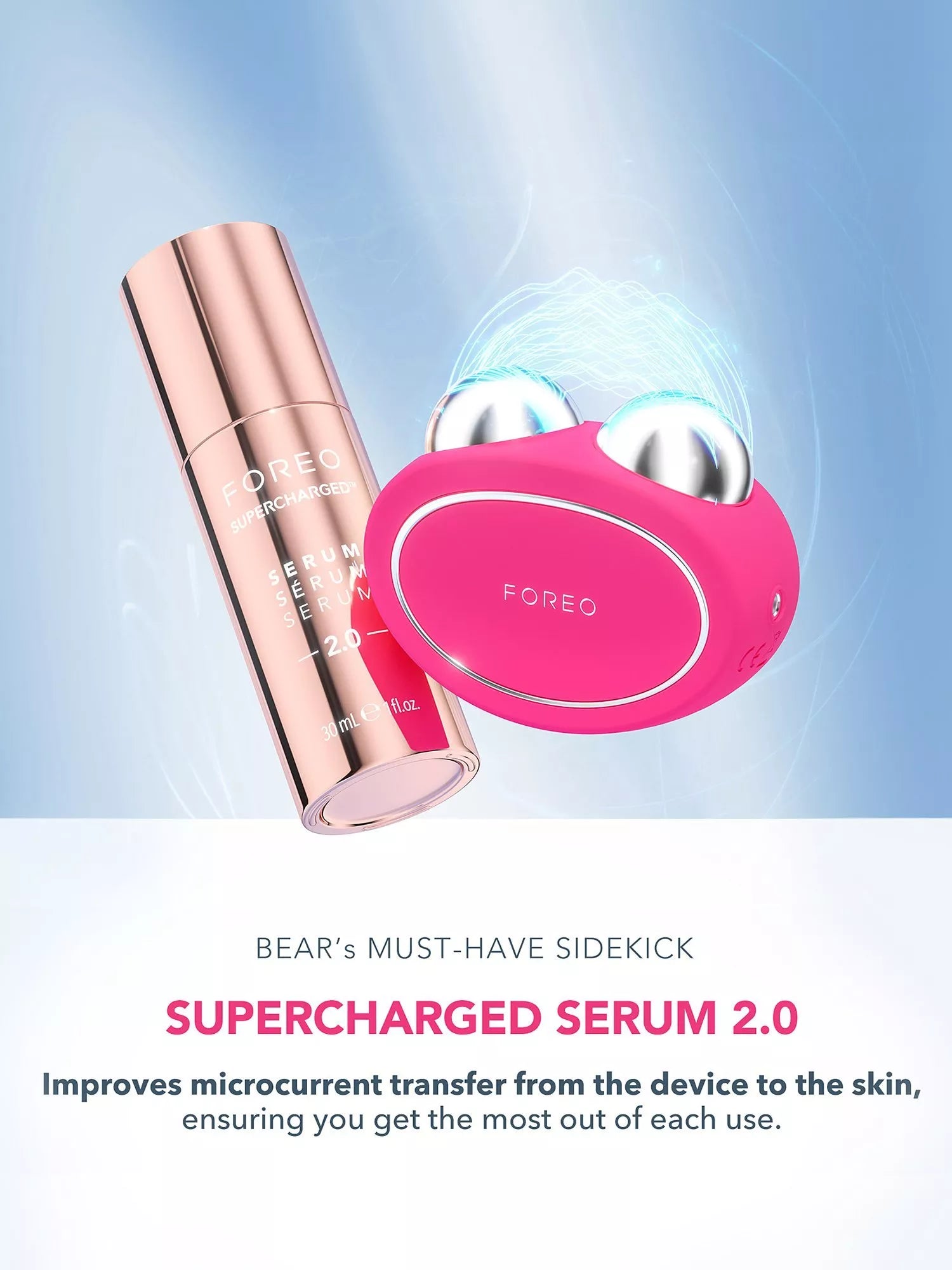 FOREO BEAR 2 Fuchsia microcurrent facial toning device - British product