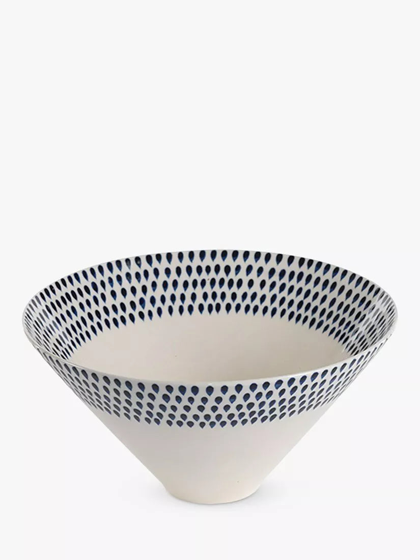 nkuku indigo drop ceramic serving bowl 25cm, imported from the UK