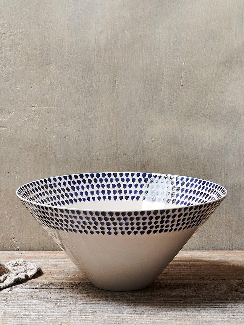 nkuku indigo drop ceramic serving bowl 25cm, imported from the UK