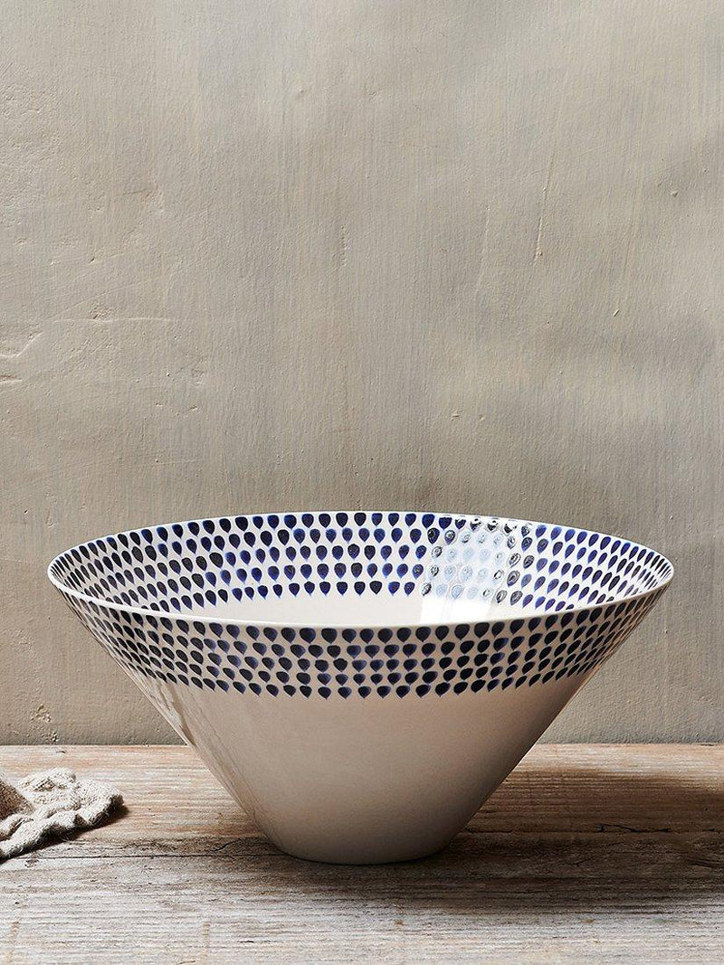 nkuku indigo drop ceramic serving bowl 25cm, imported from the UK