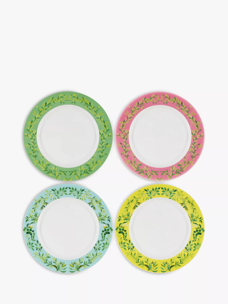Designers Guild Ikebana porcelain dinner plates set of 4, 27cm, multi floral patterns - British product