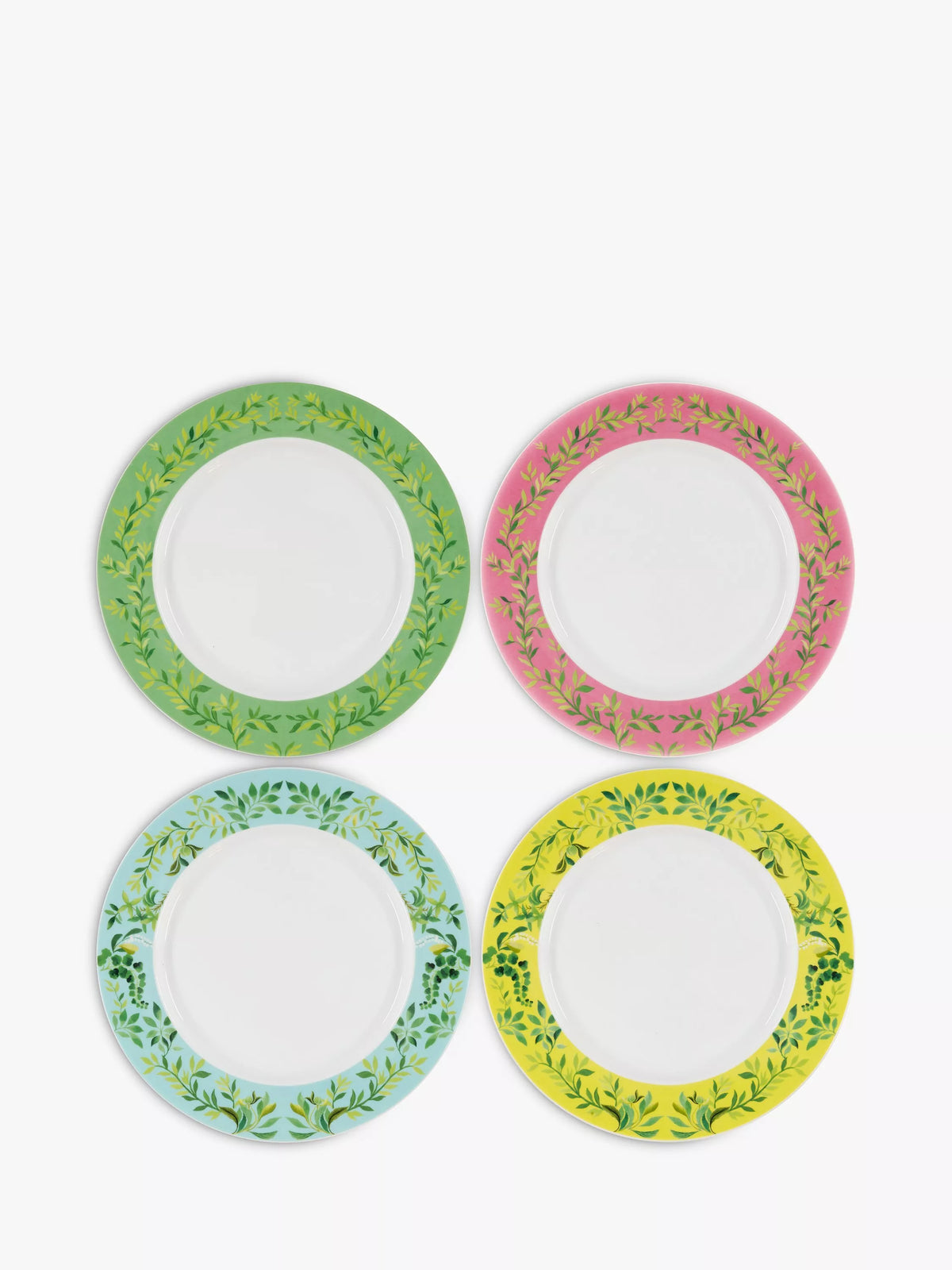 Designers Guild Ikebana porcelain dinner plates set of 4, 27cm, multi floral patterns - British product