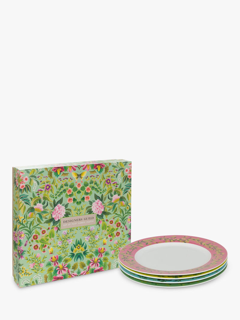 Designers Guild Ikebana porcelain dinner plates set of 4, 27cm, multi floral patterns - British product