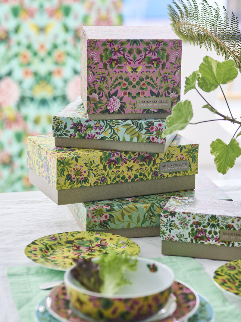 Designers Guild Ikebana porcelain dinner plates set of 4, 27cm, multi floral patterns - British product