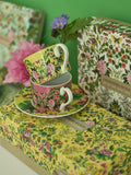 Designers Guild porcelain cup and saucer set with Ikebana floral design, 220ml - British product