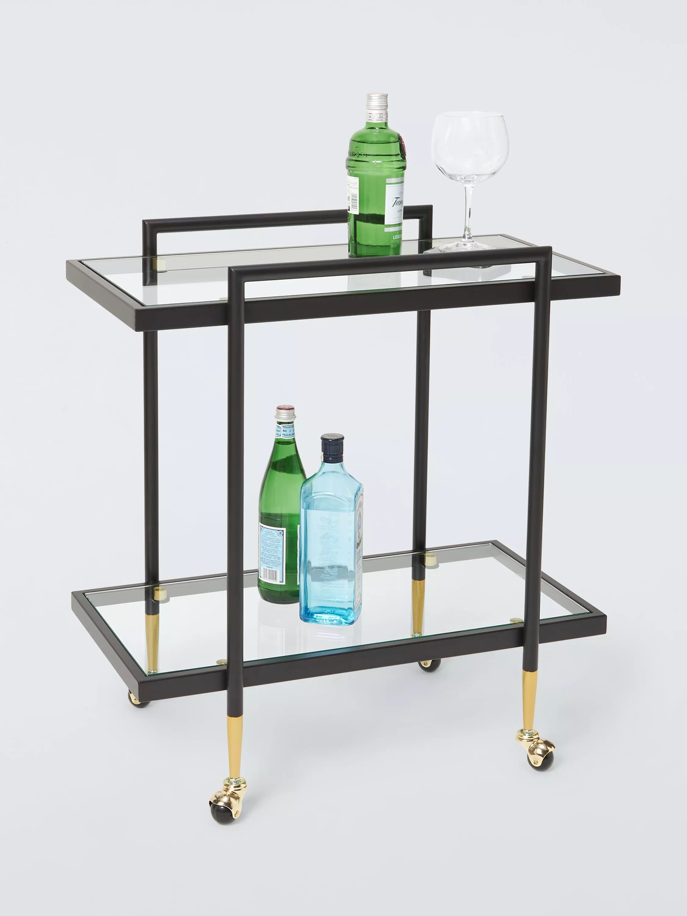 Swoon Cole bar cart with glass shelves (British brand)