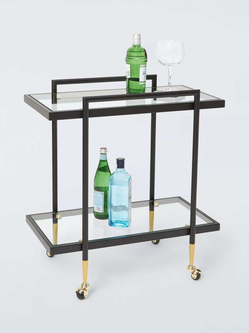 Swoon Cole bar cart with glass shelves (British brand)