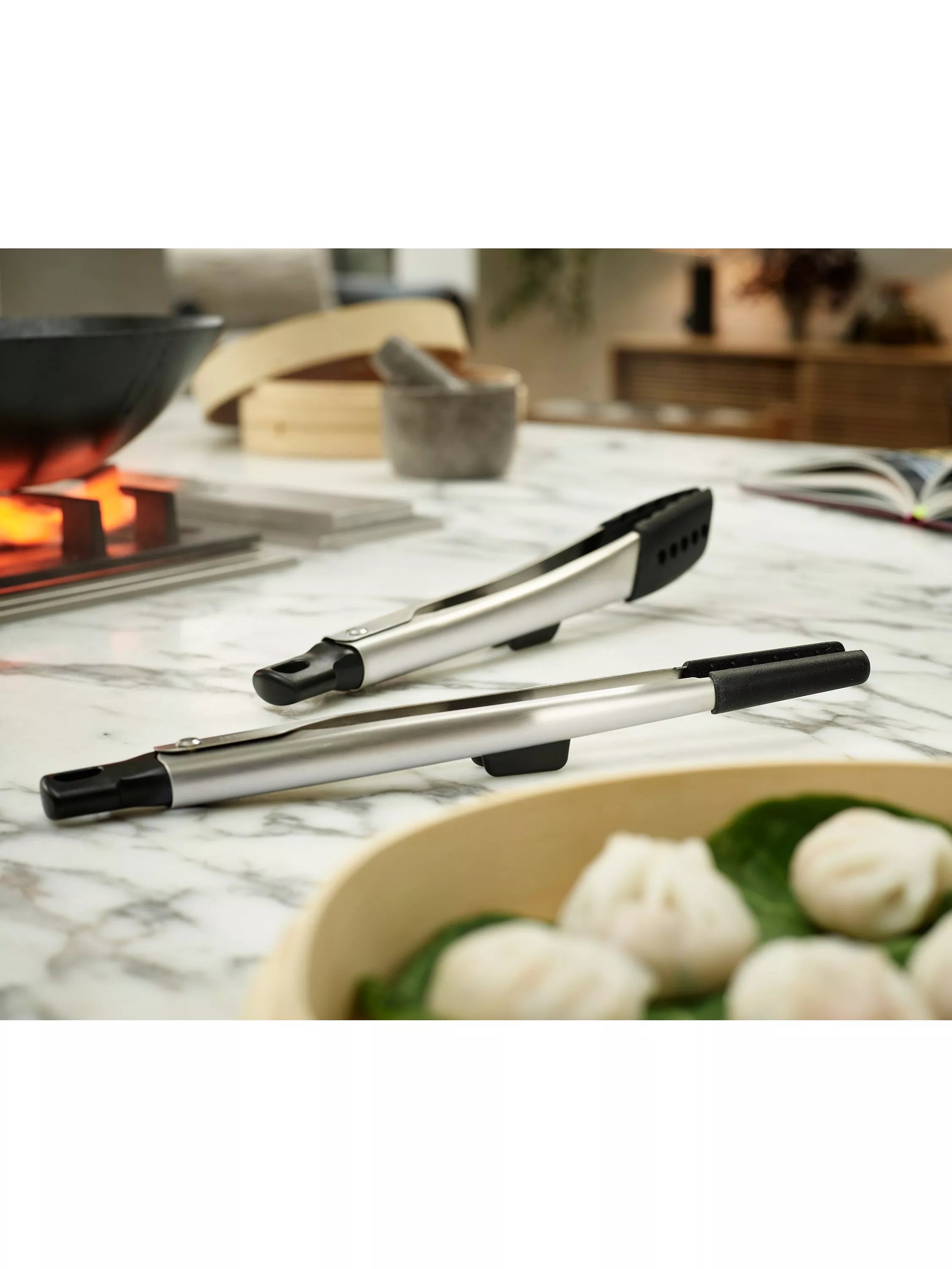 Joseph Joseph silicone head stainless steel tong set, 2 piece, UK version