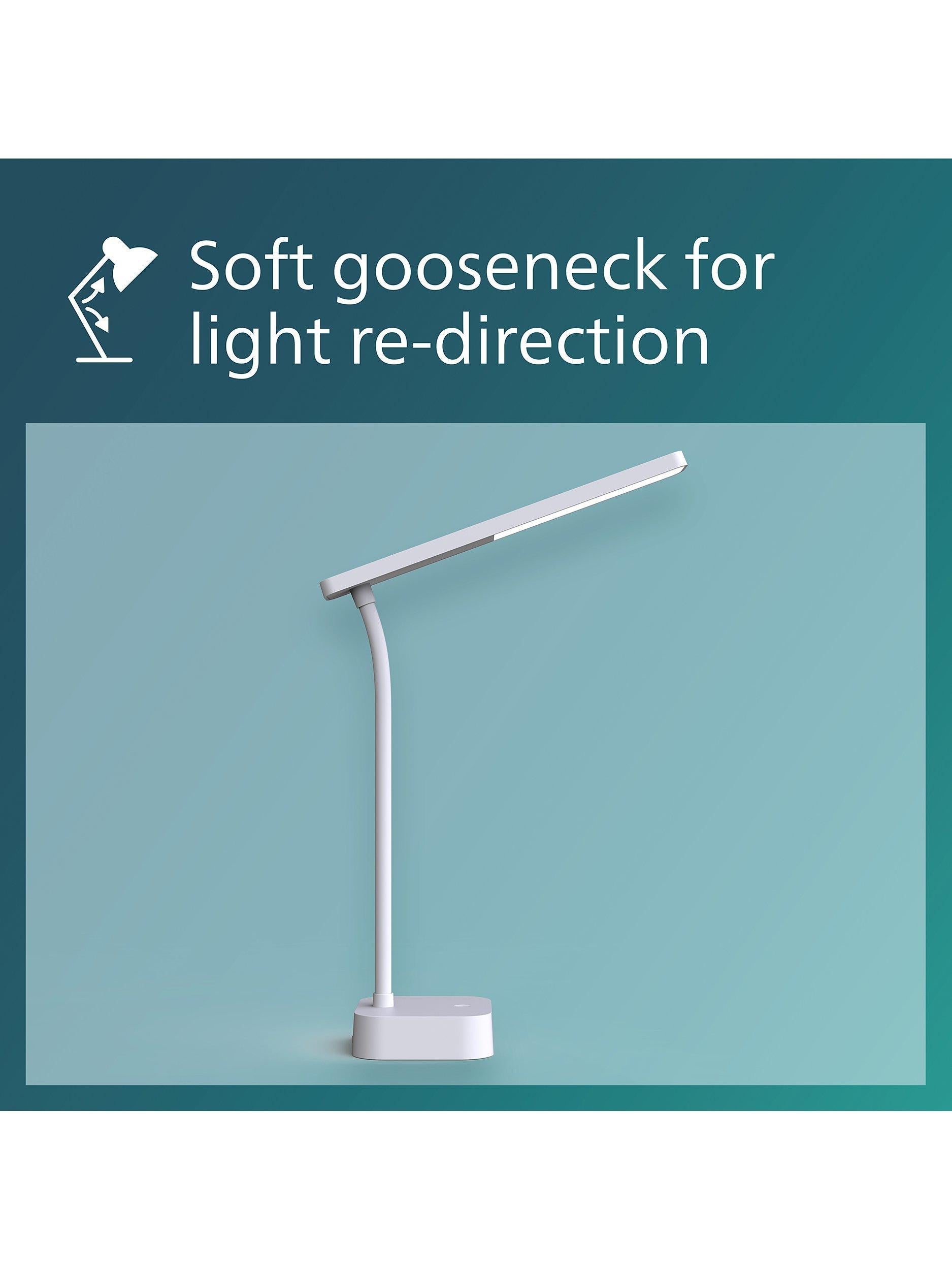 Philips Tilpa tragbare LED-Schreibtischlampe, weiß - Britisches Produkt