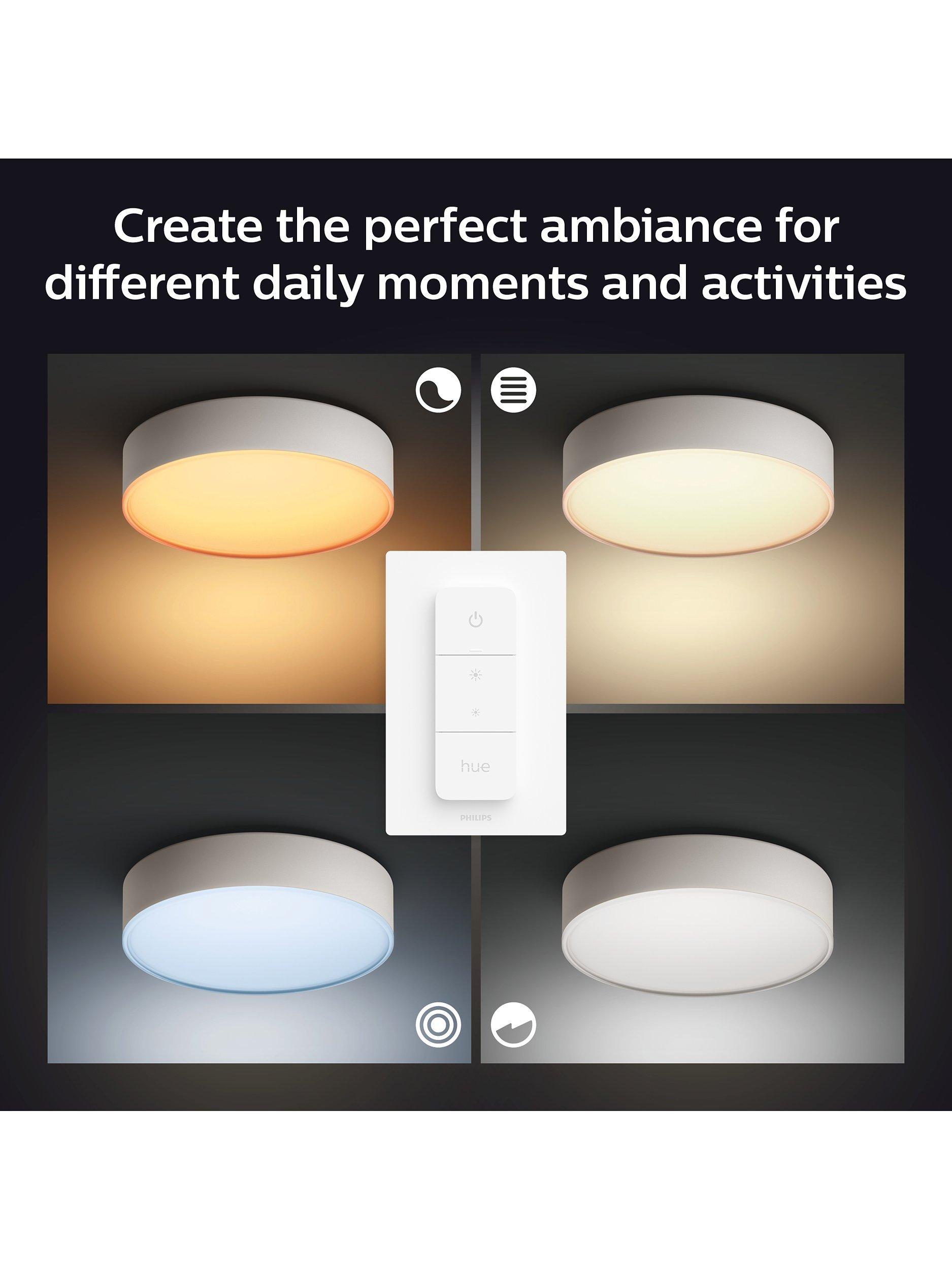 Philips Hue Enrave kleine flache Deckenleuchte mit Dimmer, importiert aus Großbritannien