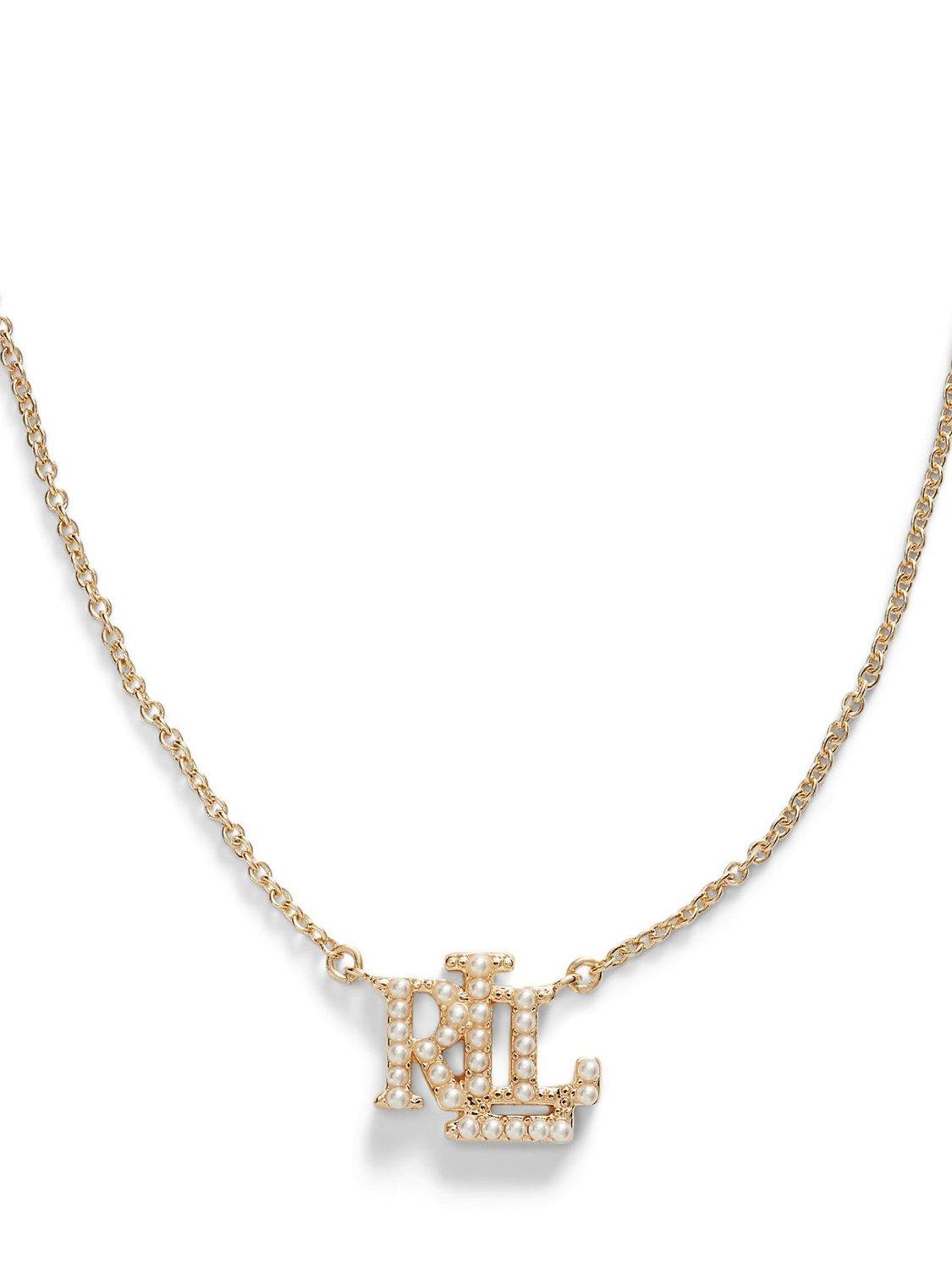 Lauren Ralph Lauren faux pearl pendant necklace 40.5cm gold toned, UK version