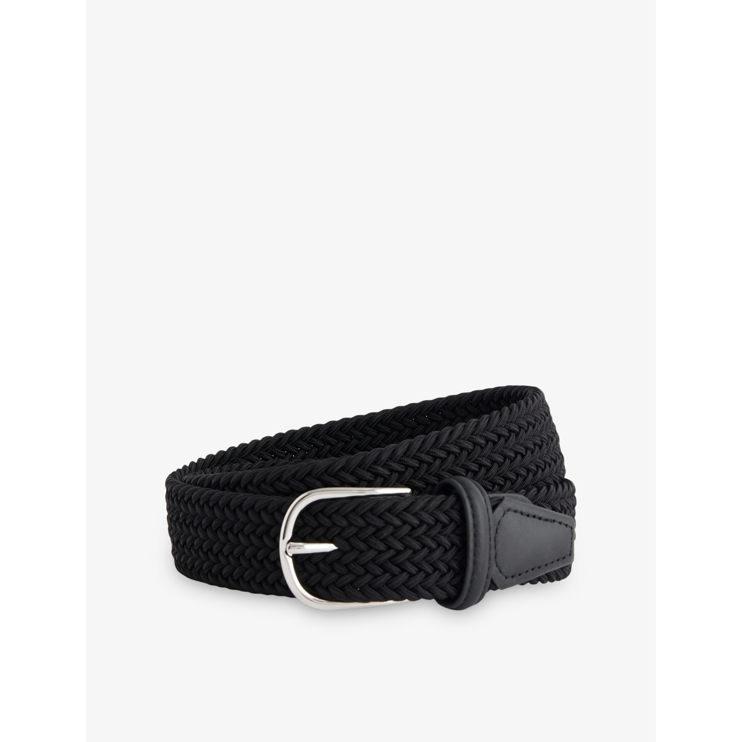 Woven elastic and leather belt - 32